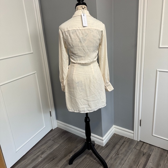 Elegant Cream Tie-Front Dress by Dynamite - Picture 4 of 7